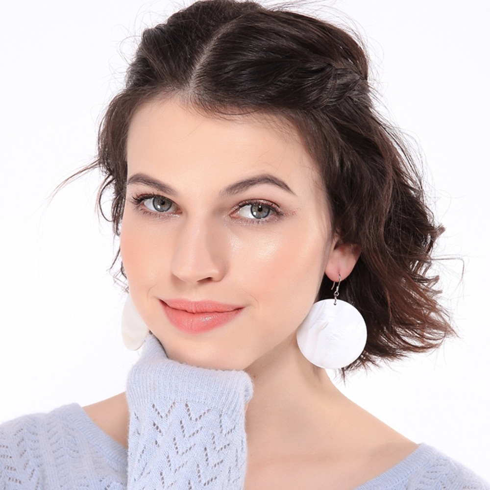 2/$20! Shell Disc Drop Earrings - Picture 2 of 8